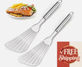 2-Piece Stainless Steel Fish Spatula Set - Premium Kitchen Cooking Utensil