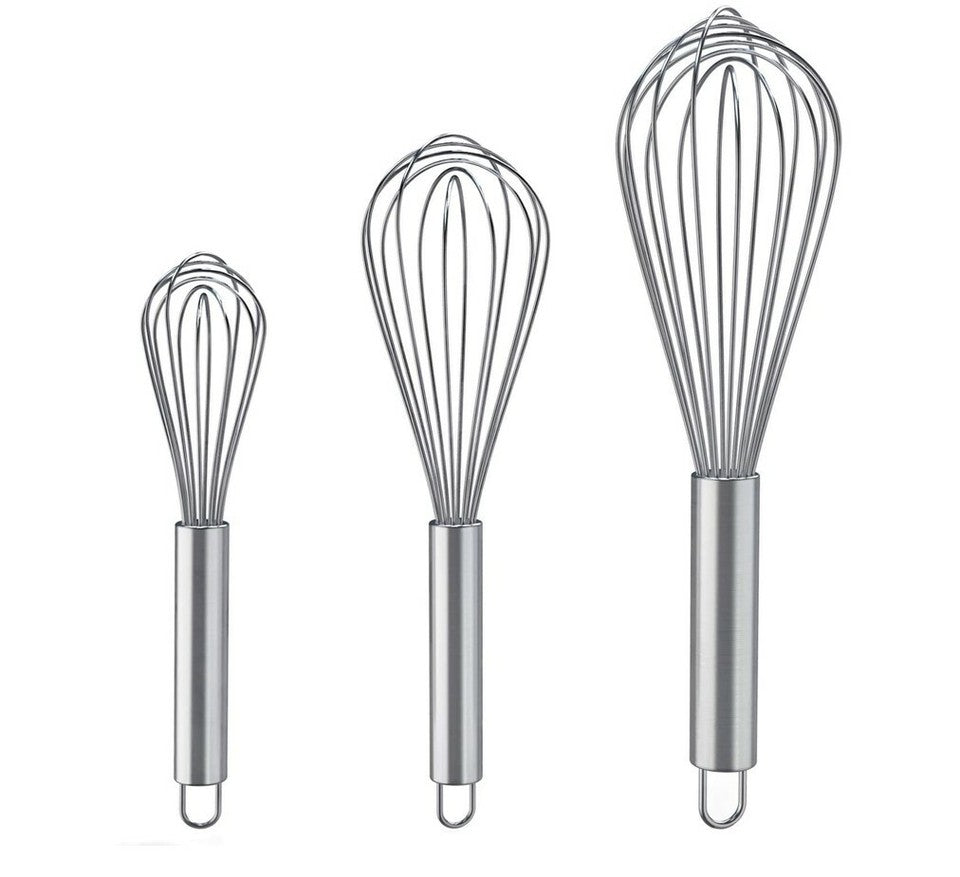 3 Pcs Stainless Steel Whisk Kitchen Utensil Wisk For Blending and Stirring New