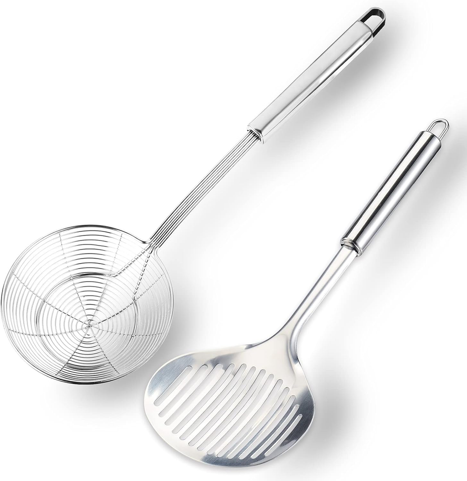 Stainless Steel Kitchen Utensil Set - Skimmer,Spatula,Spoon&Strainer for Cooking