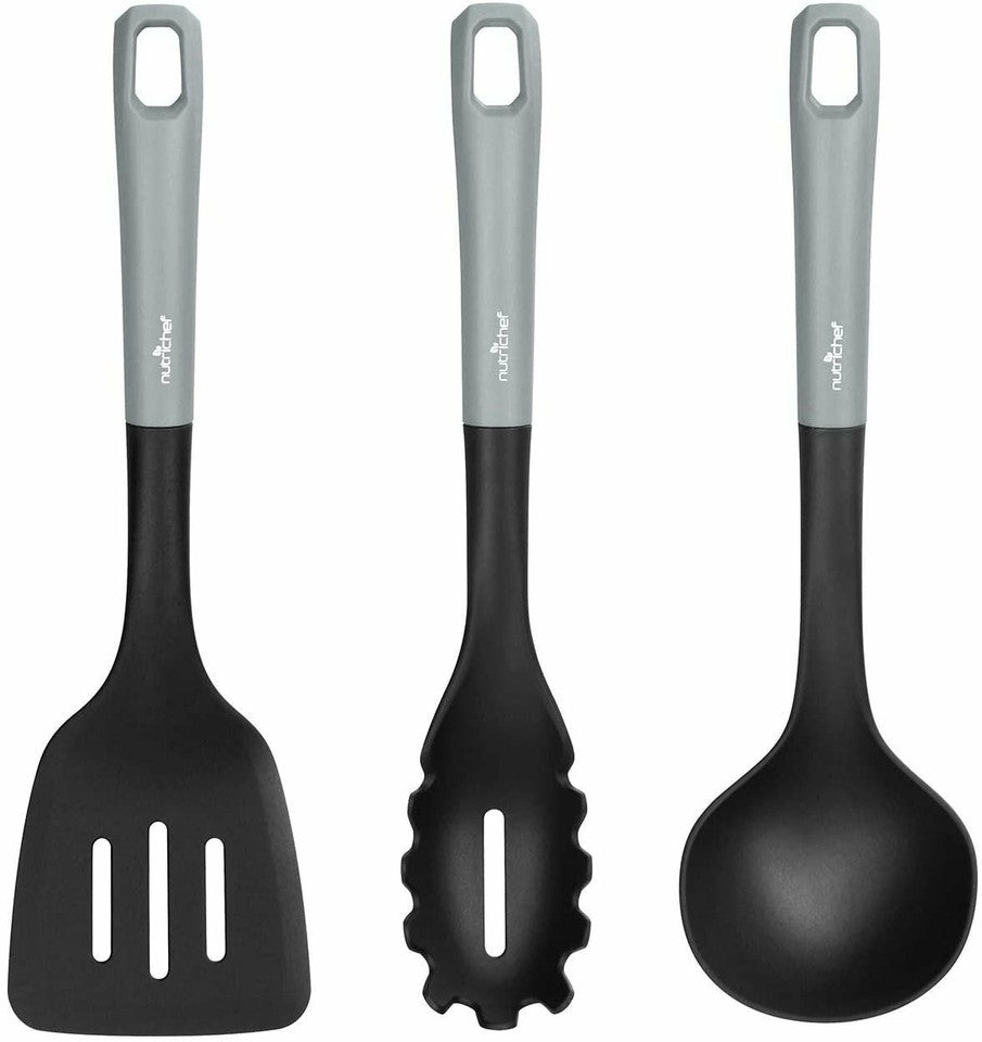 Nutrichef Kitchen Cooking Utensils Set Soup Ladle, Pasta Fork, and Spatula