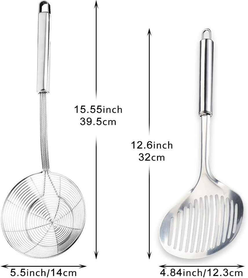 Stainless Steel Kitchen Utensil Set - Skimmer,Spatula,Spoon&Strainer for Cooking